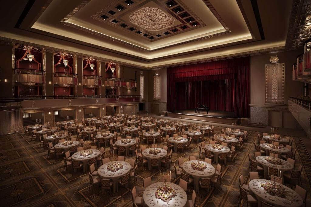 Waldorf Astoria New York today, luxurious lobby view, set for spring 2025 reopening in Manhattan.